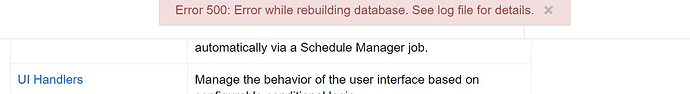 Error 500 rebuild database